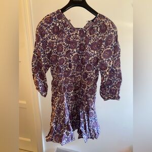 JCrew purple paisley linen dress size S